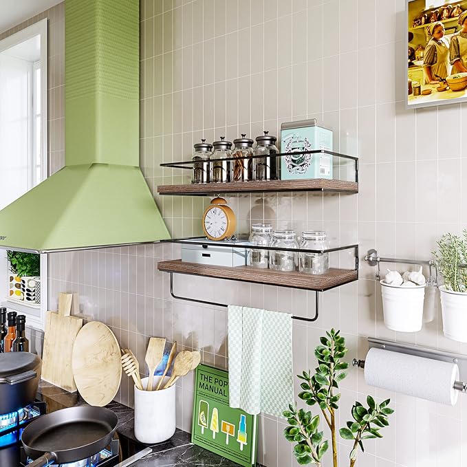 Shario Rustic Wood Floating Shelves