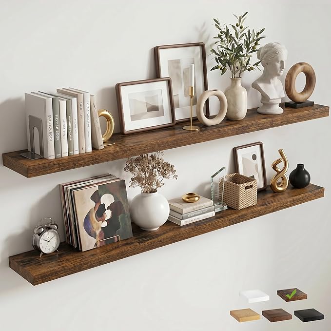FLYJOE Floating Shelves for Wall, 72 Inch Floating Shelves Set of 2, Kitchen