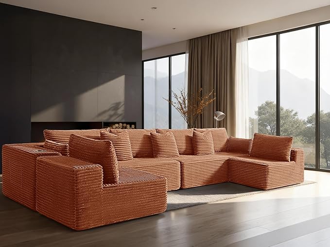 138" Cloud Sectional Couch, Comfort U Shaped Sofa