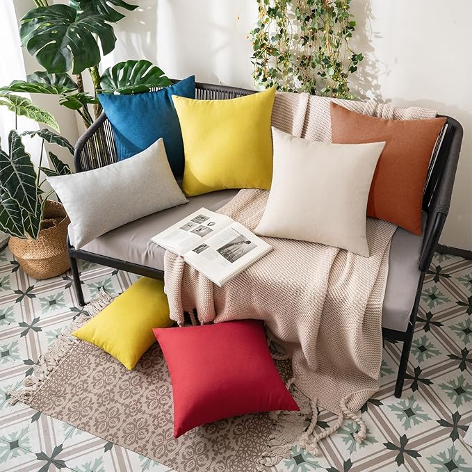 MIULEE Pack of 2 Decorative Outdoor Solid Waterproof Throw Pillow Covers Faux