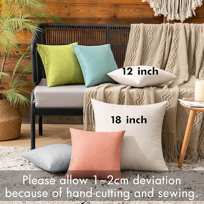 MIULEE Pack of 2 Decorative Outdoor Solid Waterproof Throw Pillow Covers Faux