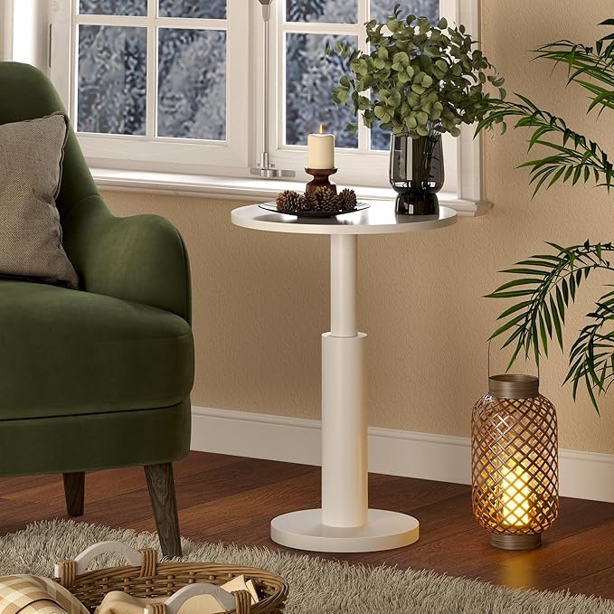 LAATOOREE Round Side Tables Set of 2, Pedestal Drink Table, Spacious Top