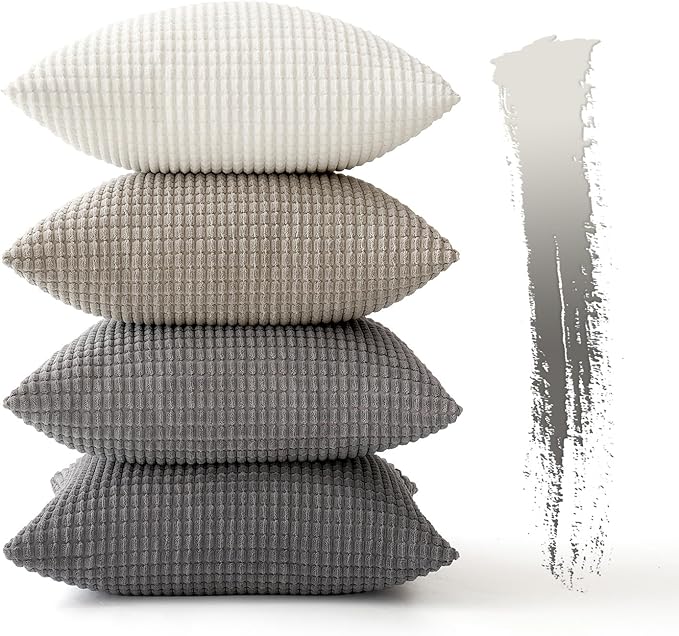 MIULEE Timeless Neutral Euro Sham Pillow Covers 24x24 Set of 4 Mid Century