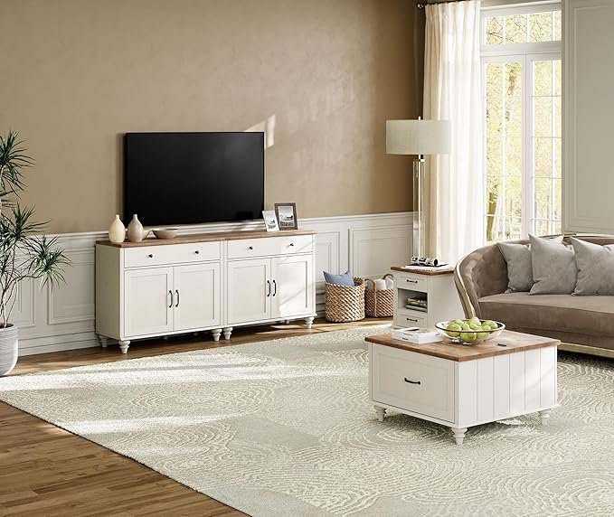 WAMPAT Farmhouse TV Stand for 75 inch TV