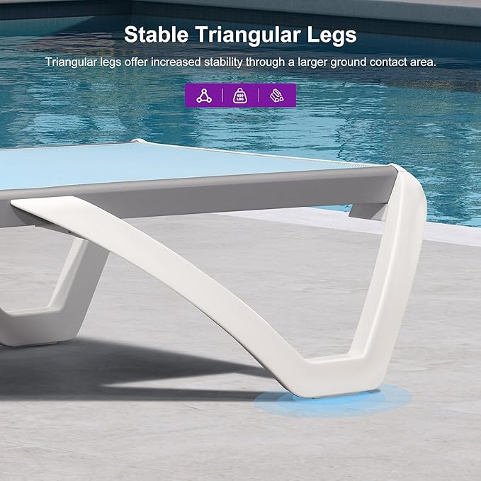 PURPLE LEAF Patio Chaise Lounge Chair Set Outside Aluminum Plastic Stackable