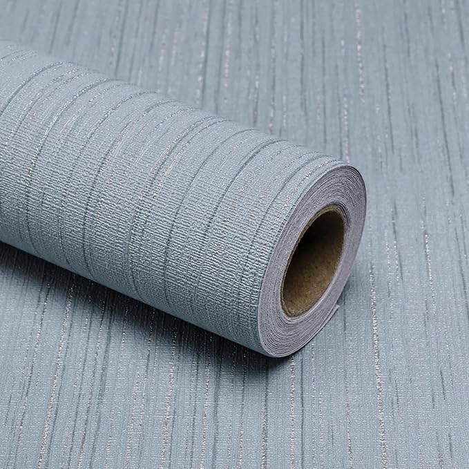 Grasscloth Peel and Stick Wallpaper Grey Blue 15.74" X 118.11" Fabric Textured