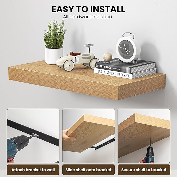 Dreamland 48" Floating Shelves for Wall, Wall-Mounted Shelves for Bedroom