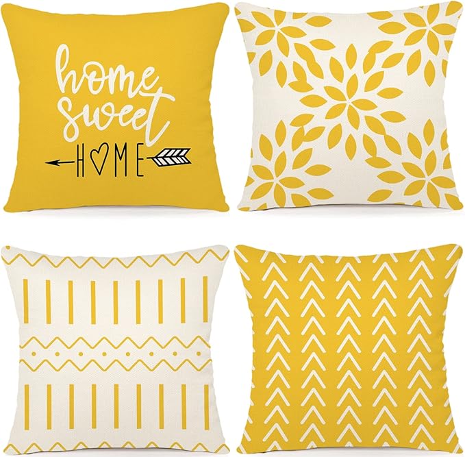 YCOLL Pillow Covers 18x18 Set of 4, Modern Sofa Throw Pillow Cover, Decorative