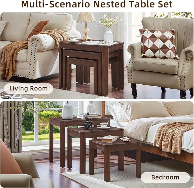 Joaxswe Farmhouse Nesting Tables Set of 3, Living Room Table Set