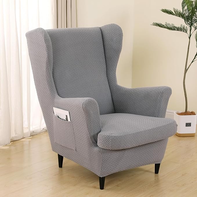 HAOYONG Jacquard Wingback Chair Cover Thickening Armchair Covers 2 Pieces