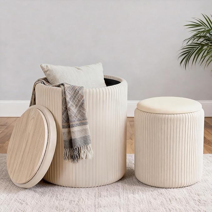 CAROLMADE Set of 2 Round Ottoman