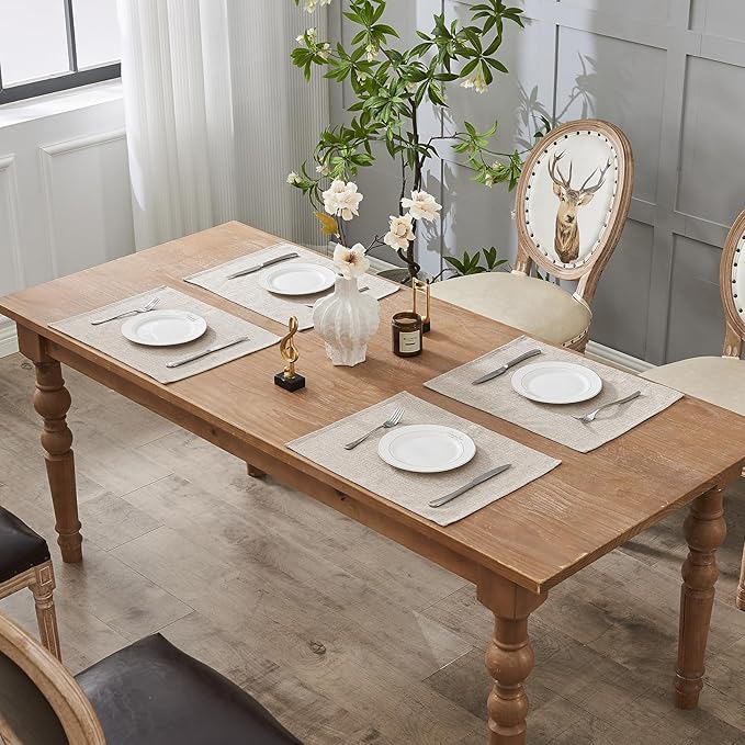 BALCONY & FALCON Placemats Set of 4 Faux Linen Cloth Place Mats Washable