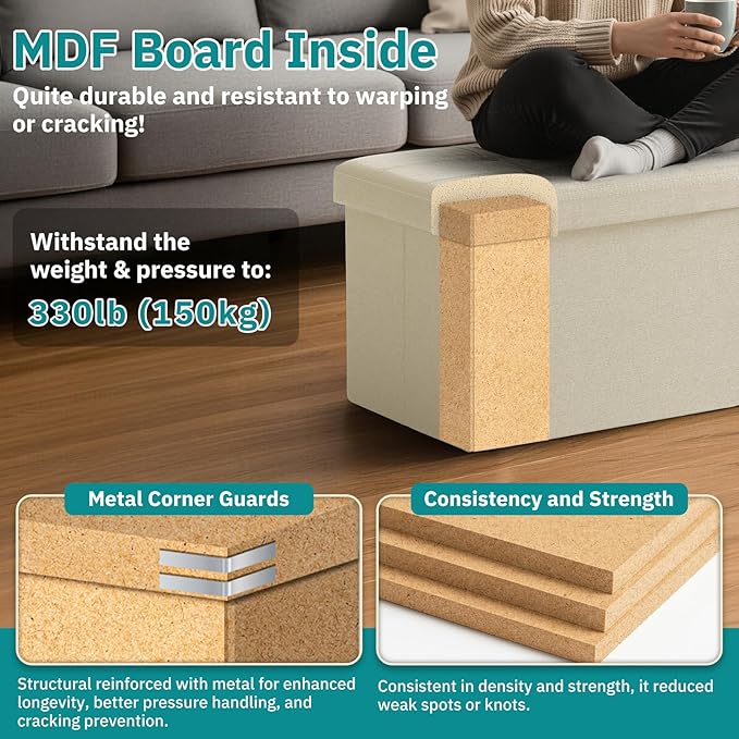 35-INCH Storage Ottoman Bench, Footrest
