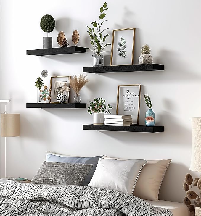 YYWUOJJ Wood Floating Shelves for Wall Decor, Rustic Wall Shelves for Bedroom