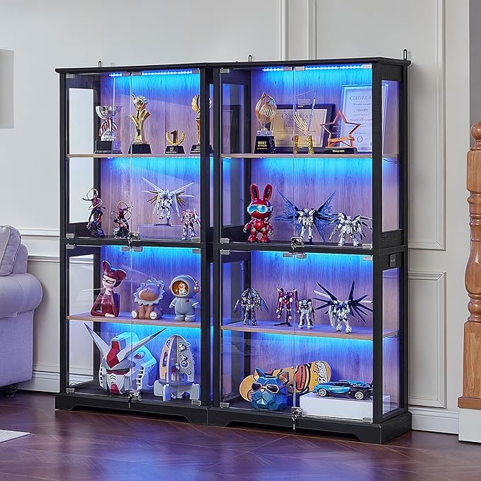 LELELINKY Farmhouse Display Cabinet Set of 2