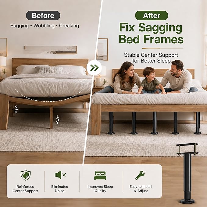 6Pcs Bed Frame Support Leg, Adjustable Height 5.8"-9", Extra Sturdy Steel Bed