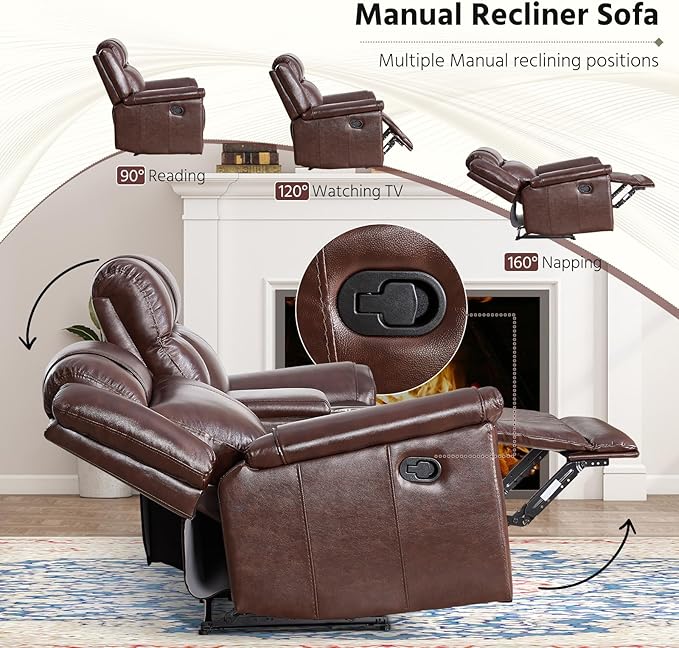 ANJ Premium Genuine Manual Reclining Sofa Set