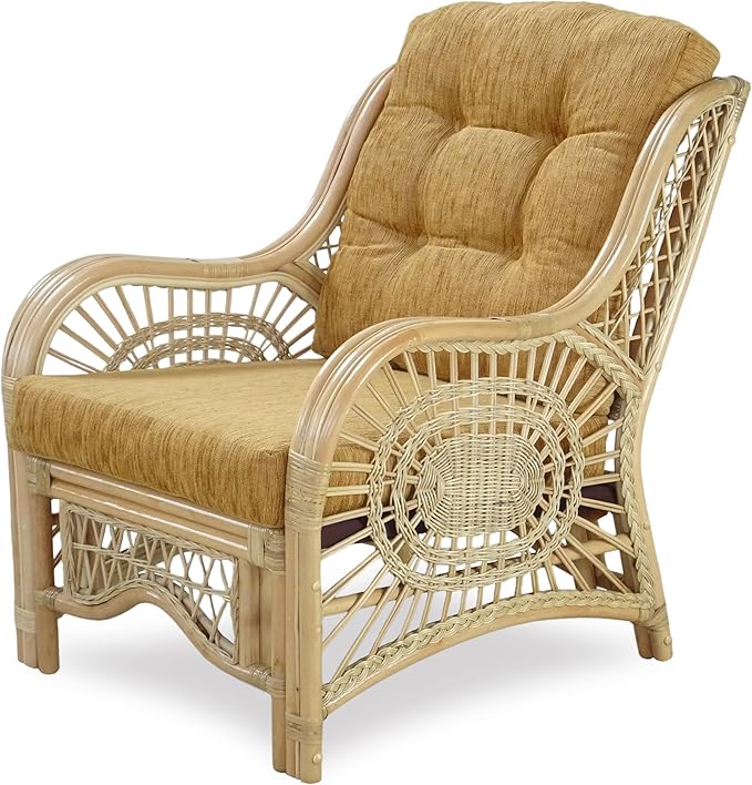Malibu Lounge Living Accent Armchair Natural Rattan Wicker Handmade Design