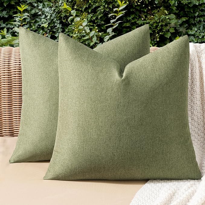 MIULEE Pack of 2 Decorative Outdoor Solid Waterproof Throw Pillow Covers Faux