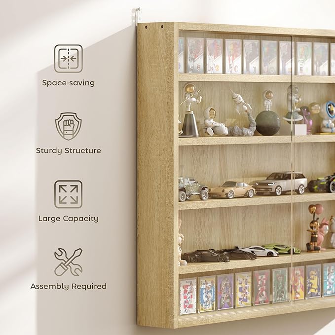 HOMCOM 5-Tier Display Cabinet, Glass Door Cabinet