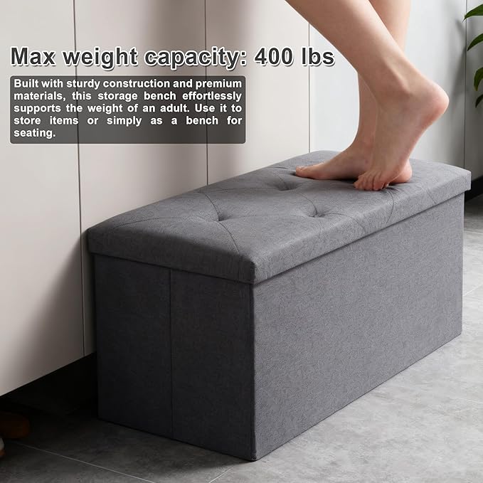30 inch Storage Ottoman Bench, 30 inch Folding Storage Bench Ottoman,