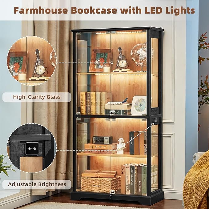 LELELINKY Farmhouse Display Cabinet Set of 2