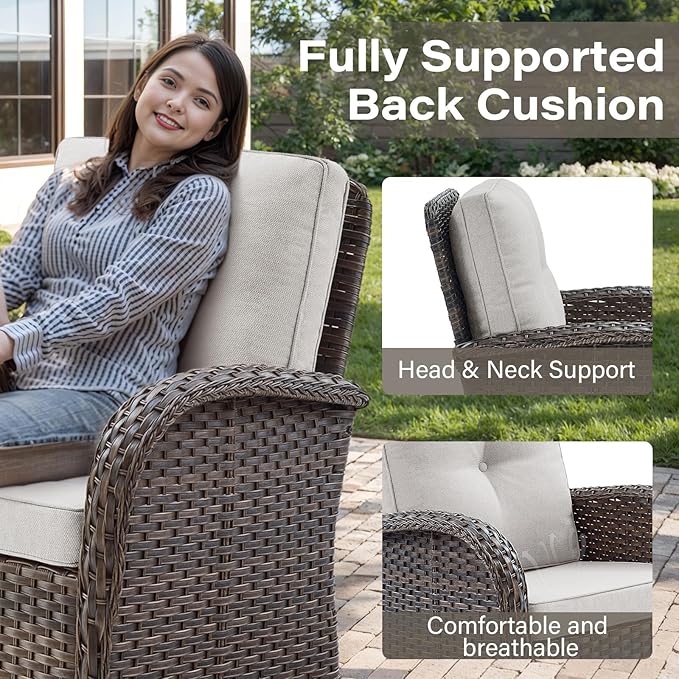 Belord Patio Wicker Chairs Swivel Rocker