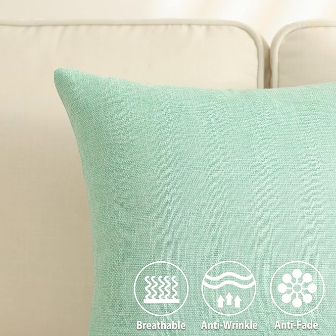 Stellhome Pack of 2 Spring Burlap Throw Pillow Covers Farmhouse Linen Cushion