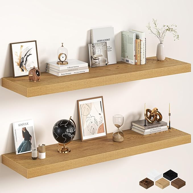 Oak Floating Shelves 48Inch Long, 12 Inch Deep Floating Shelves
