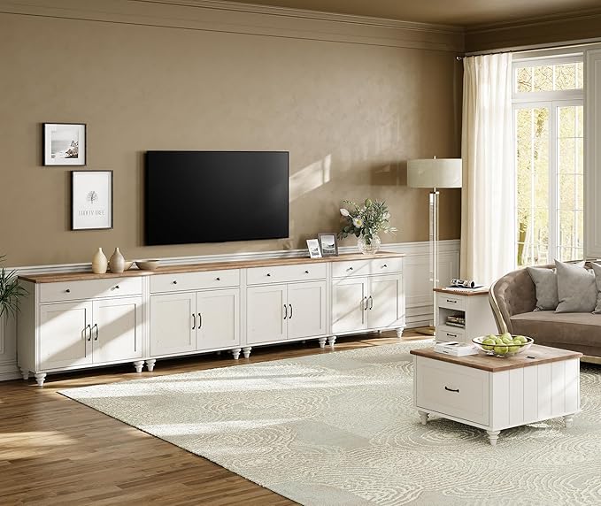 WAMPAT Farmhouse TV Stand for 85 inch TV