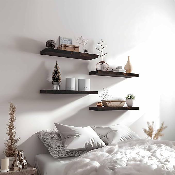 YYWUOJJ Wood Floating Shelves for Wall Decor, Rustic Wall Shelves for Bedroom