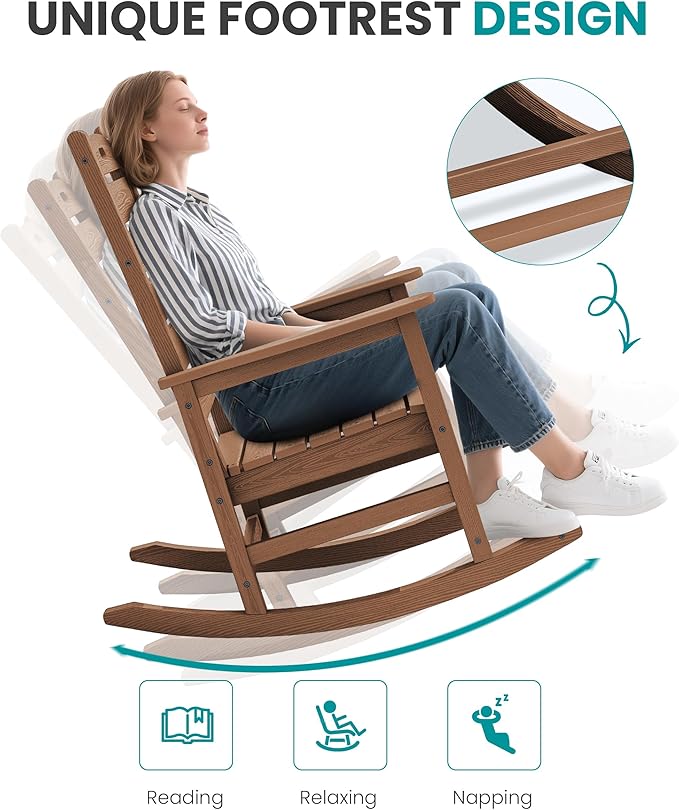 SERWALL Outdoor Rocking Chair Set of 2, Oversized Rocking Chair