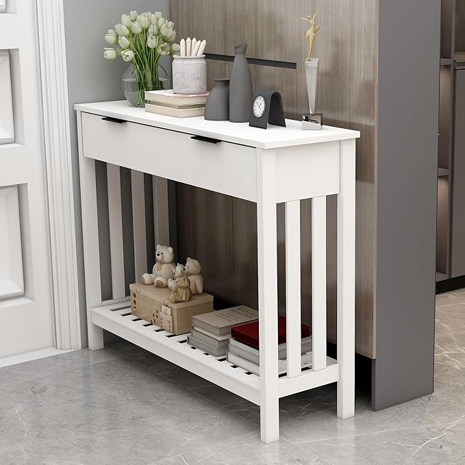 TaoHFE White Narrow Console Table