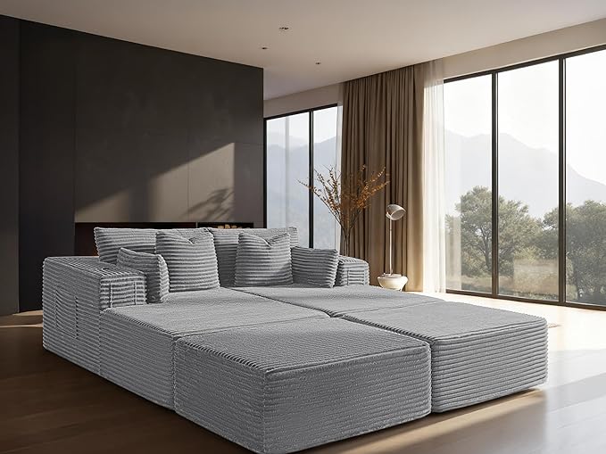 72" Cloud Sectional Couch, Comfort Sleep Sofa