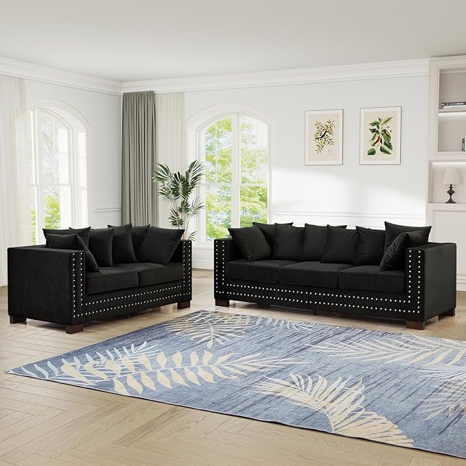60.5"W Loveseat Sofa, Velvet Mid Century Modern Couch
