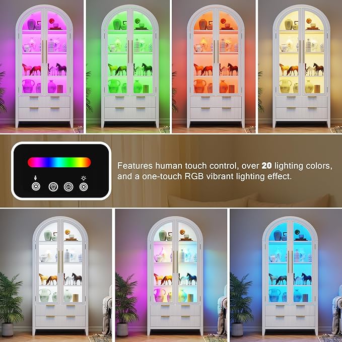 Vlsrka 71" Arched RGB Curio Cabinet