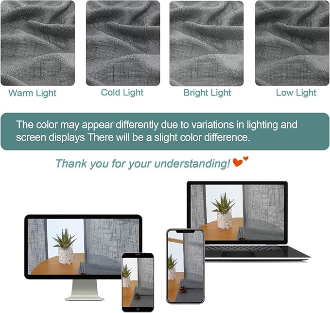 Chyhomenyc Charcoal Grey Semi Sheer Curtains 84 Inches Long 2 Panels Set