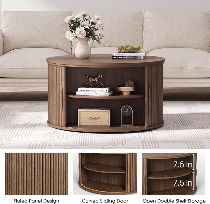 SULIVES Round Coffee Table