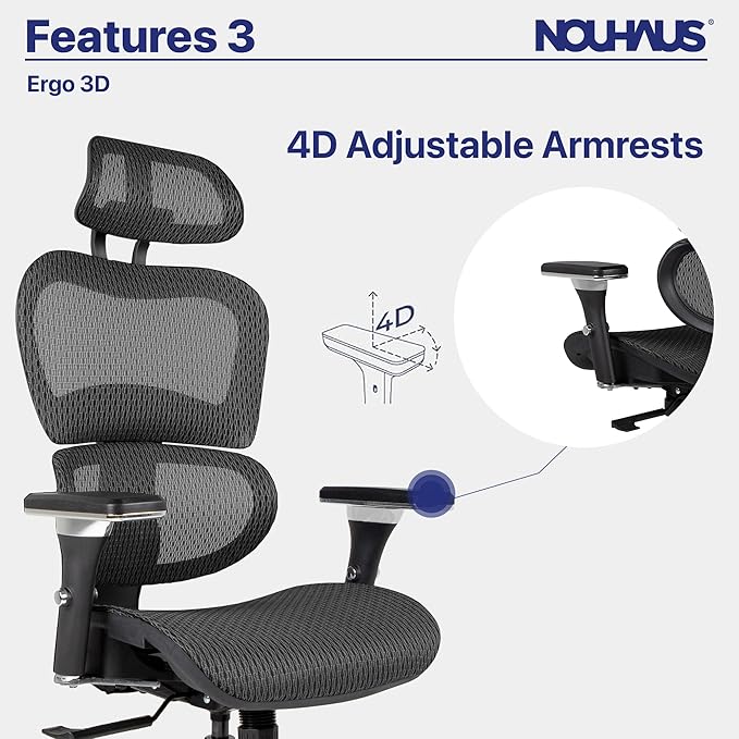 Nouhaus Ergo3D Ergonomic Office Chair Lumbar Support Mesh Office Chair