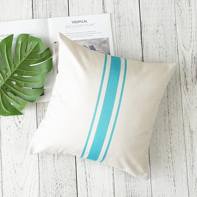 ONWAY Outdoor Pillow Covers Waterproof 16x16 Set of 2 Decorative Linen Throw