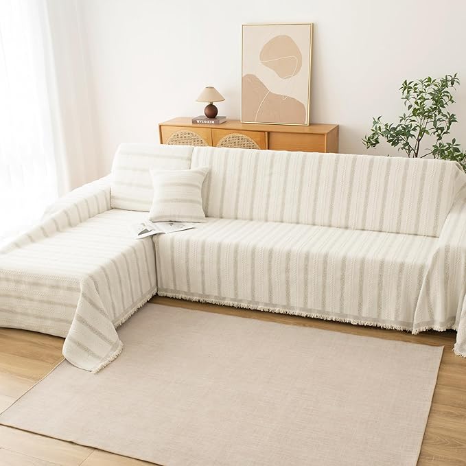 Couch Cover for Dogs, Boho Sofa Covers for 3 Cushion Couch, Chenille Sofa