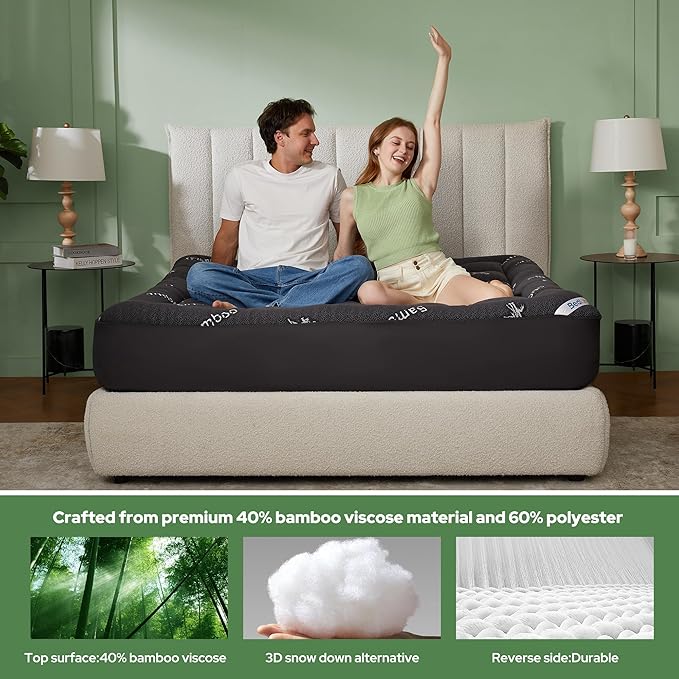 BEDLORE Twin Mattress Topper Viscose Derived from Bamboo, Thick Pillow Top