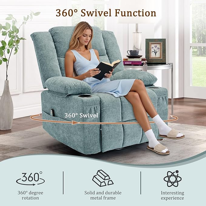 Korser Adult 360° Swivel Rocking Recliner, Nursery Rocking Chair