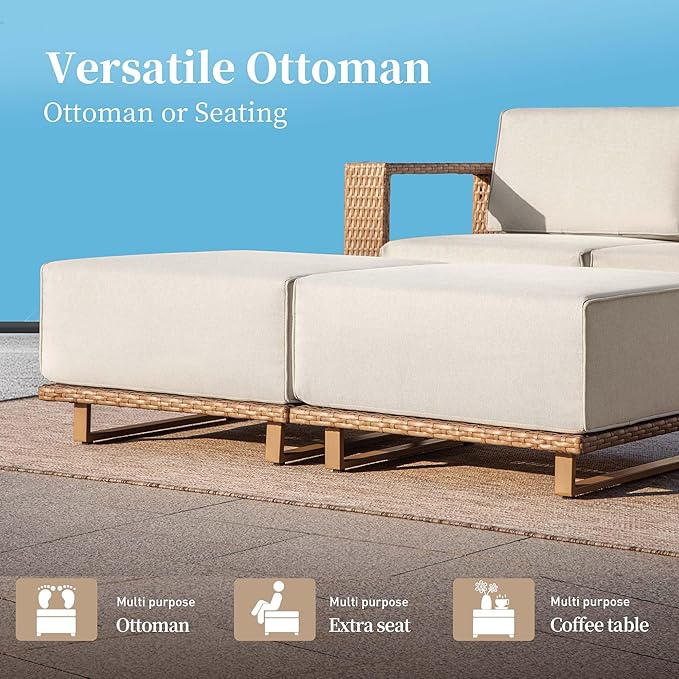 SUNSHINE VALLEY Patio Furniture Set, Outdoor Sectional Wicker Sofa