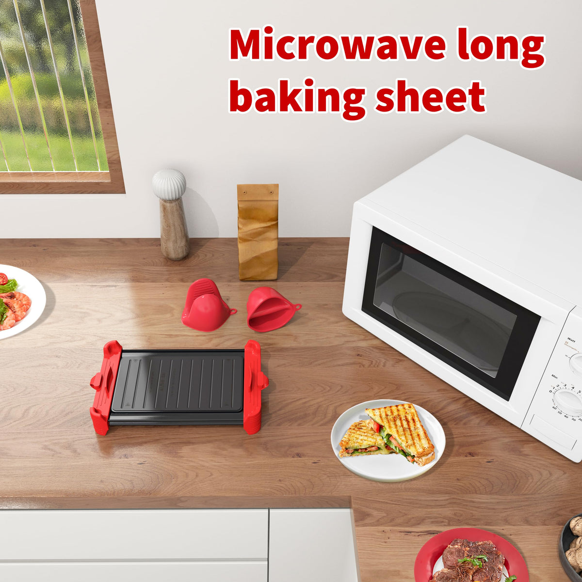 Microwave Sandwich Maker & Grill Cheese Maker with Silicone Oven Mitts, Fast Cooking, Non-Stick, Dishwasher Safe, Perfect for Paninis, Quesadillas, Ideal for College Students & Busy Professionals