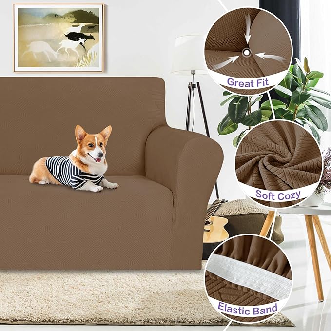 ZNSAYOTX Super Stretch Loveseat Covers, New Striped Love Seat Slipcover