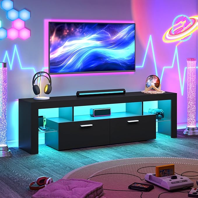 Clikuutory Modern Lighting 63 inch TV Stand