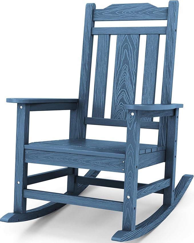 SERWALL Oversized Rocking Chair Outdoor, HDPE Outdoor Rocking Chair