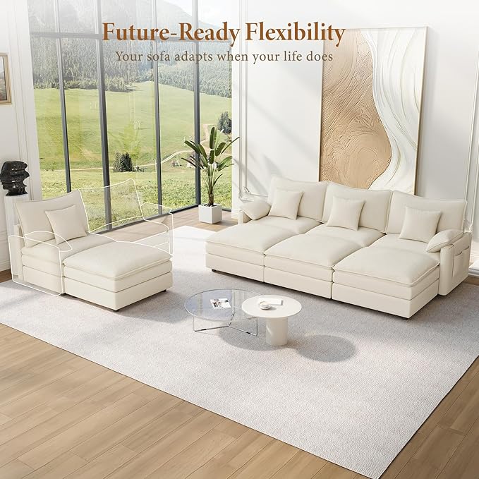 Vesgantti 142" Oversized Sectional Sofa Bed, 8-Seater Modular Sleeper Cloud