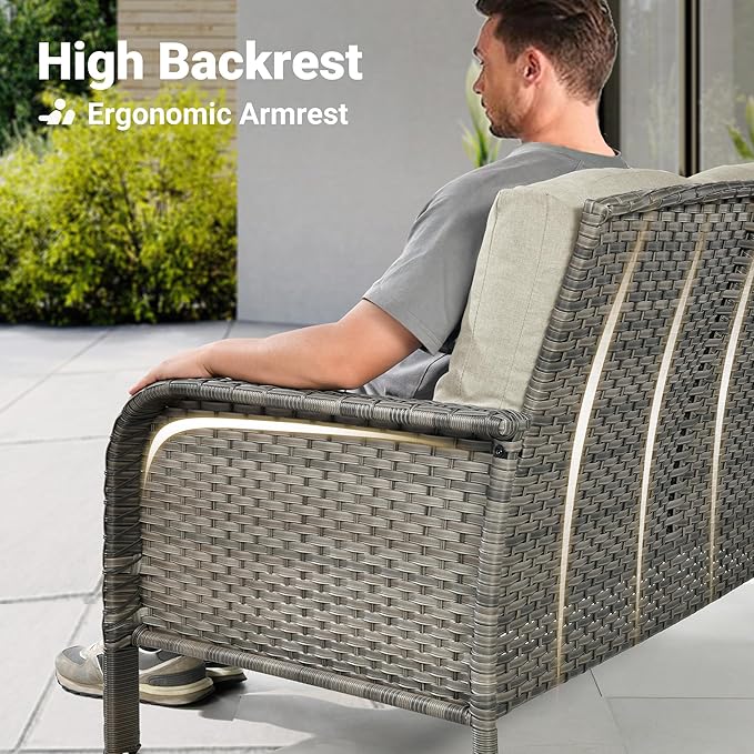 ovios 5-Piece Patio Furniture Set, Outdoor Wicker Sofa
